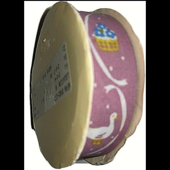 Ribbon Snow Goose Mauve WFR Ribbon Corp 7/8" Wide New Old Stock Vintage - Picture 5 of 9